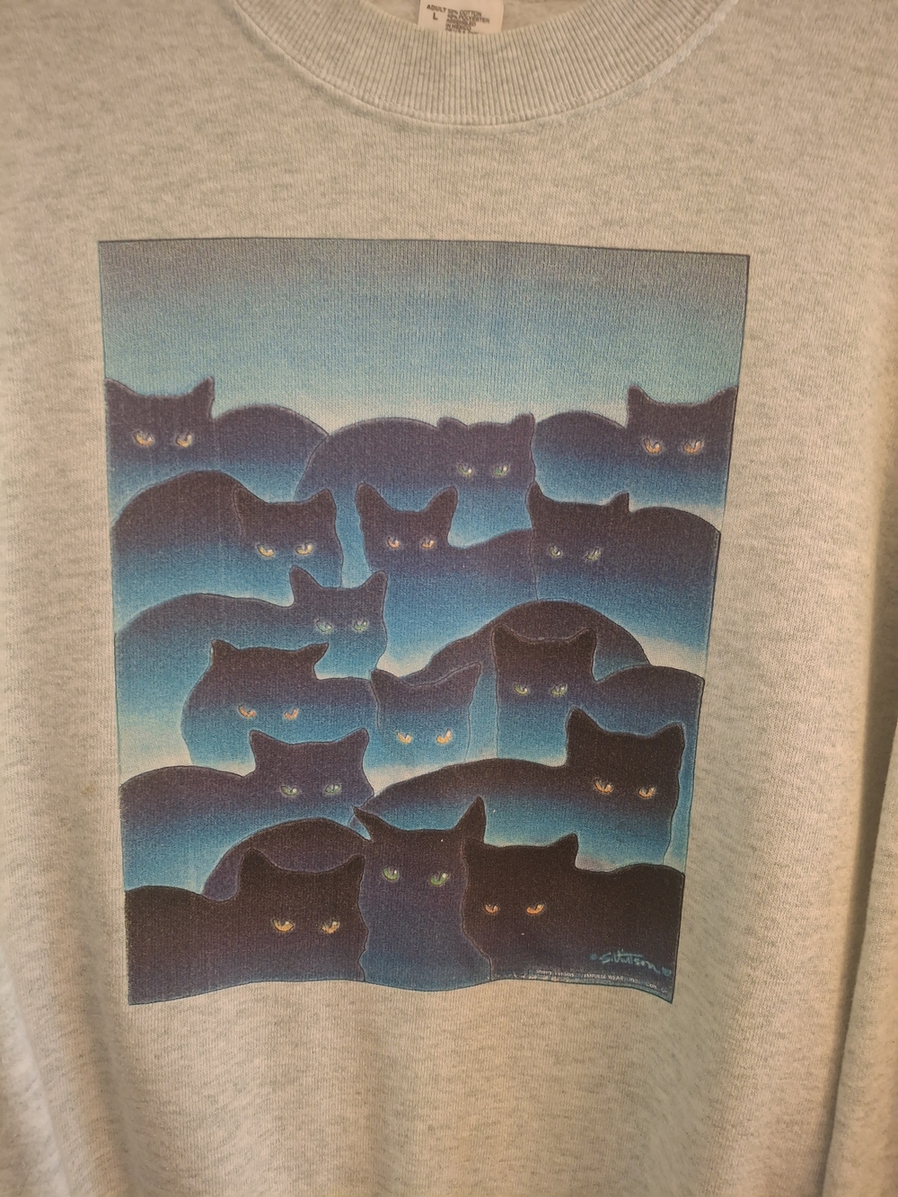 Vintage Smoky Mountain Cats Graphic Fruit of the Loom Gray Crewneck Sweatshirt - Picture 2 of 3